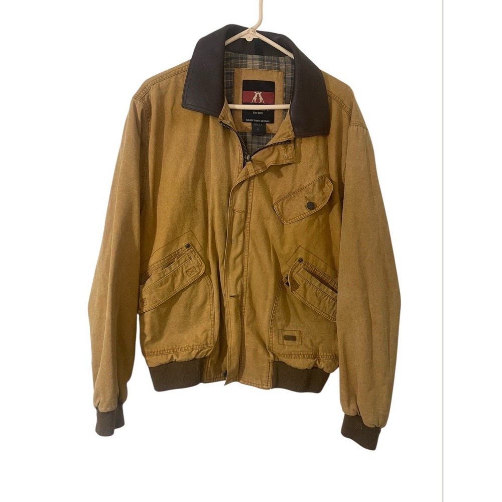 Kakadu‎ Traders Australia Canvas Cotton Field Utility Barn Coat Leather Trim M